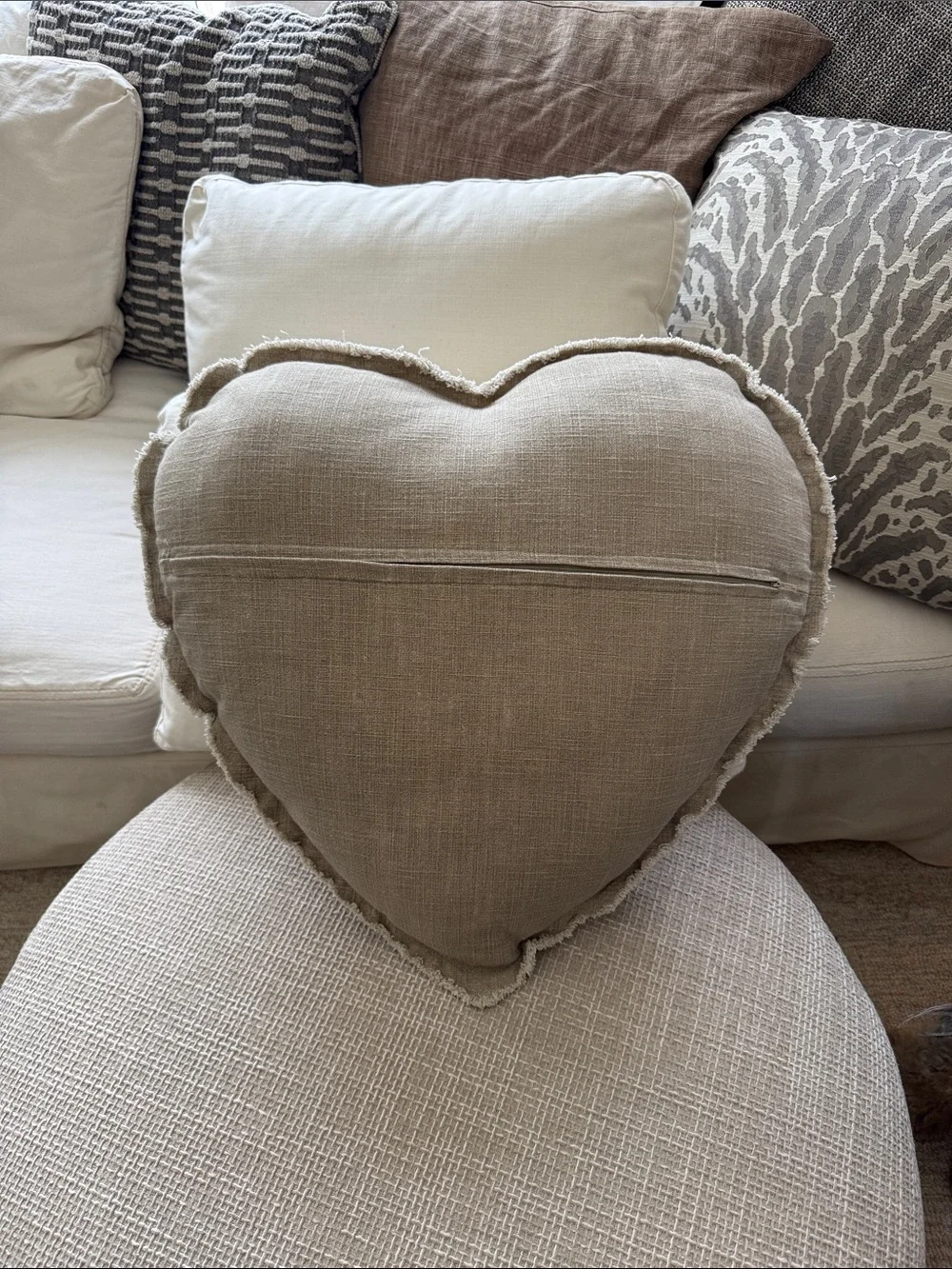 Mud pie Heart-Shaped Throw Pillow in Taupe - 